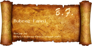 Bubreg Fanni névjegykártya
